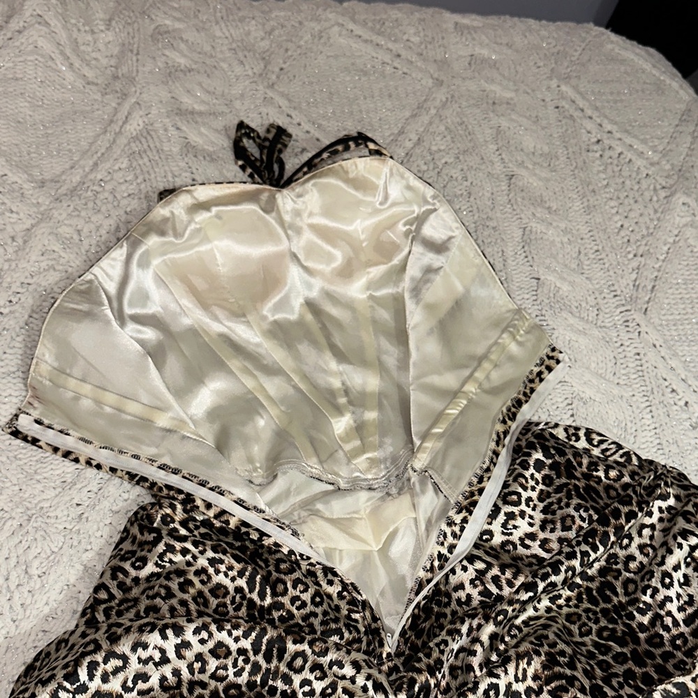 Leopard Print Halter corset Dress with Ruffled tutu Skirt (Padded bra) - Picture 12 of 15